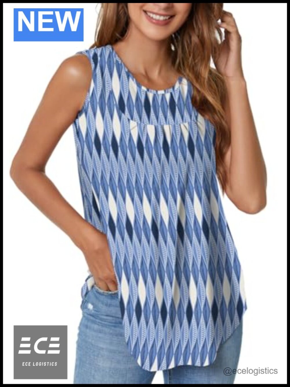 Women's Sleeveless Tank Top Loose Fit Floral Print Scoop Neck Summer Shirt